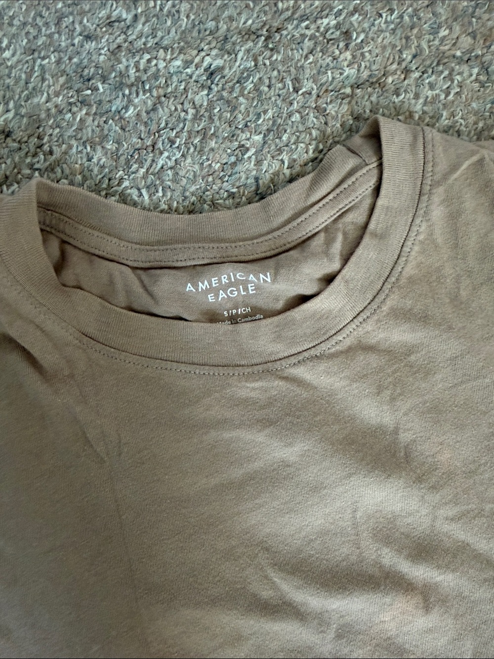 American Eagle Short Sleeve Crewneck Tee in Taupe Brown